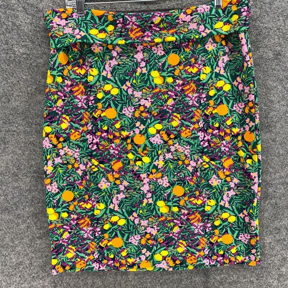 LulaRoe Skirt Women XL Green Floral A-Line Midi Mid Rise Zipper Casual Comfort - Picture 4 of 9